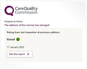 Care Quality Commission Good rating for Hospice at Home